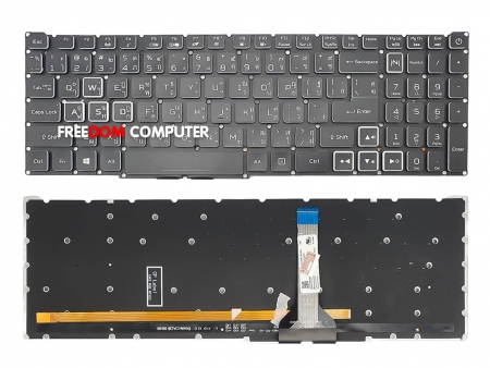 KEYBOARD ACER คีย์บอร์ด Acer Nitro AN515-45 AN515-46 AN515-47 AN515-55 AN515-56 AN515-57 AN515-58 AN517-41 AN517-45 AN517-52 AN517-55 AN517-53 AN517-57 PH315-54 BLACK ไทย อังกฤษ สายแพรคีย์บอร์ดแบบเล็ก 